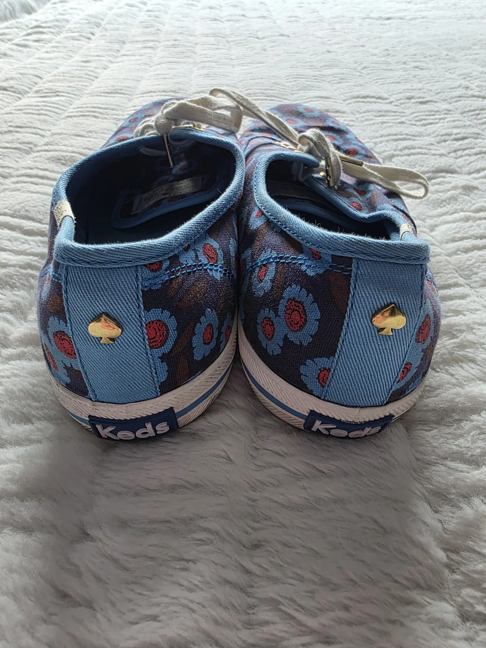 kate spade blue floral canvas slip-on sneakers